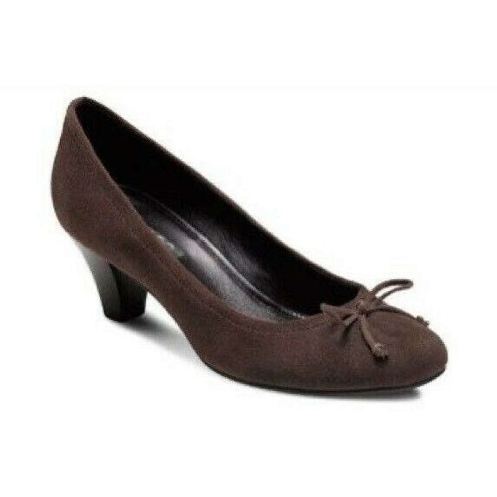 ECCO New Dehli Suede Coffee Brown Pumps Heels Flex Sole Size 40 US 9/9.5